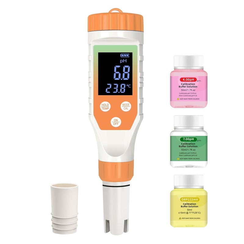 Terronix 7-in-1 Digital Water Quality Tester - ph Meter, pH TDS EC ORP Salt Temperature Meter, Portable Testing Kit with Digital Display - Image 1